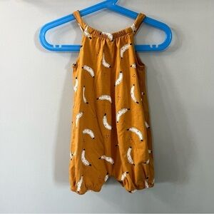 Pl Baby Yellow Cotton Blend Banana Sleeveless Romper 18 Months
